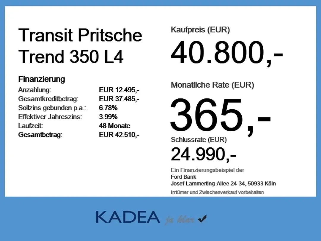 Ford Transit 350 L4 open laadbak huif Trend - Thumbnail 4